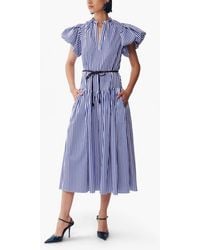 De Loreta - Gabo Puff Sleeve Cotton Midi Dress - Lyst