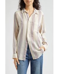 MILLE - Sofia Long Sleeve Burnout Lace Button-up Shirt - Lyst