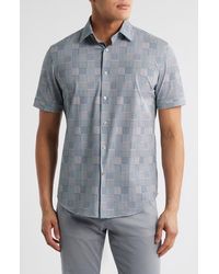 Bugatchi - Miles Ooohcotton Geo Print Short Sleeve Button-Up Shirt - Lyst