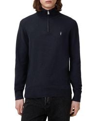 AllSaints - Kilburn Funnel Neck Wool Blend Quarter Zip Sweater - Lyst