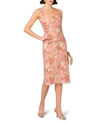 Aidan Mattox by Adrianna Papell - Stretch Jacquard Midi Cocktail Dress - Lyst