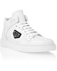 Philipp Plein - Nappa Leather Mid Top Sneakers - Lyst