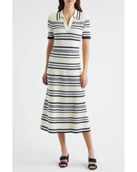 ZOE AND CLAIRE - Stripe Midi Polo Sweater Dress - Lyst