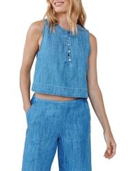 Bella Dahl - Sleeveless Half Placket Crop Denim Pullover - Lyst