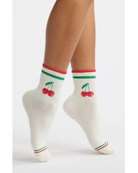 Stems - Cherry Metallic Stripe Grippy Crew Socks - Lyst