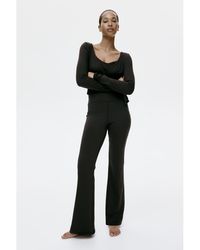 H&M - Flared Brushed Jersey Trousers - Lyst
