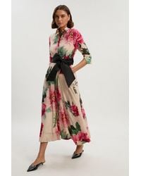 Karen Millen - Woven Belted Maxi Shirt Dress - Lyst