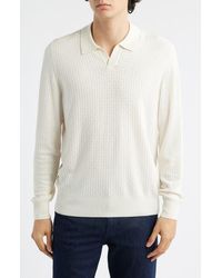 BOSS - Umbarto Silk Long Sleeve Polo - Lyst