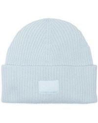 Rag & Bone - Blake Logo Patch Wool Blend Rib Beanie - Lyst