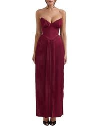 House Of Cb - Marcella Strapless Pleated Georgette Gown - Lyst
