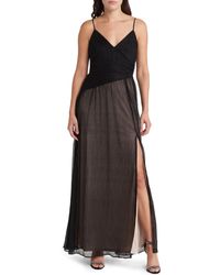 Badgley Mischka - Metallic Plissé Gown - Lyst