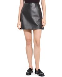 Theory - Darted Leather Miniskirt - Lyst