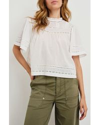 Rails - Daisy Lace Inset Cotton Peasant Top - Lyst