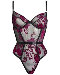 Kilo Brava - Floral Flocked Underwire Teddy - Lyst