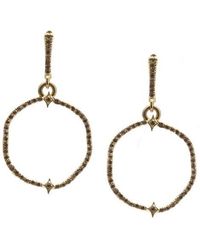 Armenta - Shaped Circle Crivelli Pavé Champagne Diamond Drop Earrings - Lyst