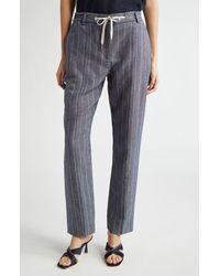Eleventy - Pinstripe Drawstring Waist Cotton & Linen Pants - Lyst