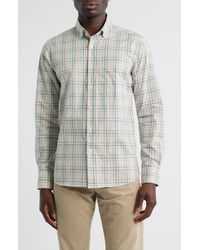 Scott Barber - Regular Fit Plaid Cotton Mélange Button-Up Shirt - Lyst