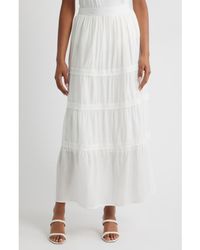 Bobeau - Lace Accent Tiered Maxi Skirt - Lyst