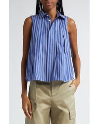Sacai - Sleeveless Cotton Poplin Button-up Shirt At Nordstrom - Lyst