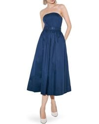 FREEMARKET - Belted Strapless Midi Dress - Lyst