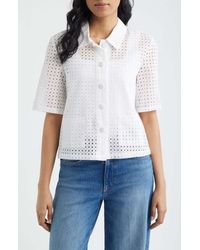 Halogen® - Eyelet Embroidery Woven Shirt - Lyst