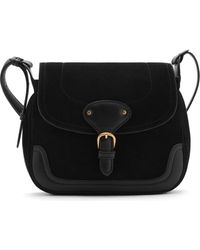 Mango - Buckle Strap Suede & Leather Shoulder Bag - Lyst