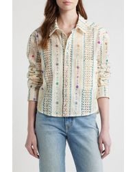 CISSA - Embroidered Eyelet Button-Up Shirt - Lyst