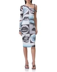 AFRM - Charo Print One-Shoulder Powermesh Dress - Lyst