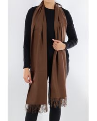 La Fiorentina - Solid Scarf With Fringe - Lyst
