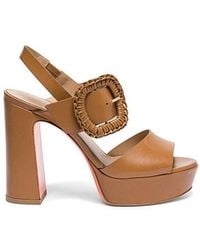Santoni - Leather High-Heel Sandal With Woven Buckle - Lyst