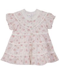 CLO - Printed Woven Dress With Lace Trim - Lyst