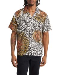 Saturdays NYC - Canty Sound Leopard Print Short Sleeve Camp Shirt - Lyst