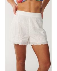 Rip Curl - Bossa Nova Embroidered Scallop Hem Cotton Shorts - Lyst