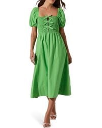 Astr Bow Detail Smock Bodice Cotton Blend Dress in Pink | Lyst Astr Bow Detail Smock Bodice Cotton Blend Dress in Pink | Lyst