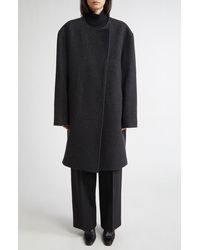 TOTEME - Collarless Felted Wool Blend Coat - Lyst