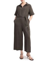 Mango - Lyocell Button-Up Jumpsuit - Lyst