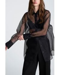 Kenneth Cole - Sheer Oversize Button-Up Shirt - Lyst