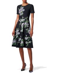 Carolina Herrera - Floral Jacquard Fit & Flare Sweater Dress - Lyst