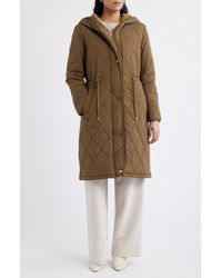 Donna Karan - Quilted Hooded Coat - Lyst