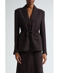 St. John - Fluid Satin Back Crepe Drawstring Blazer - Lyst