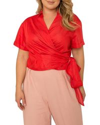 Standards & Practices - Iris Short Sleeve Wrap Top - Lyst