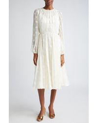 Dolce & Gabbana - Logo Jacquard Long Sleeve Chiffon Dress - Lyst