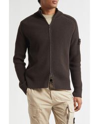 Stone Island - Ghost Virgin Wool Zip Cardigan - Lyst