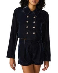 Steve Madden - Tonia Velvet Crop Double Breasted Jacket - Lyst