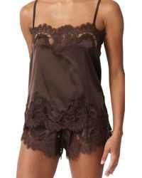 KAT THE LABEL - Olivia Lace Trim Satin Tap Shorts - Lyst