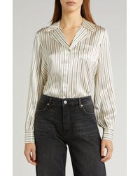 PAIGE - Capriana Stripe Satin Button-up Shirt - Lyst
