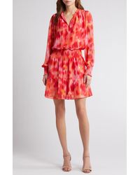 Chelsea28 - Floral Print Long Sleeve Chiffon Dress - Lyst