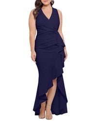Betsy & Adam - Ruffled High Low Evening Dress - Lyst