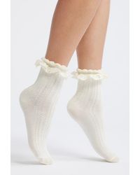 Casa Clara - Chelsea Ruffle Cotton Blend Pointelle Crew Socks - Lyst