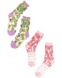 Sock Candy - Floral Sheer Crew Socks - Lyst
